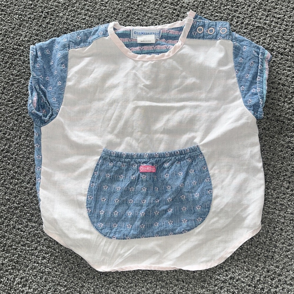 RARE Vintage Oshkosh Pocket Top. Size 5. Color Block, Patch Work, Denim Shirt